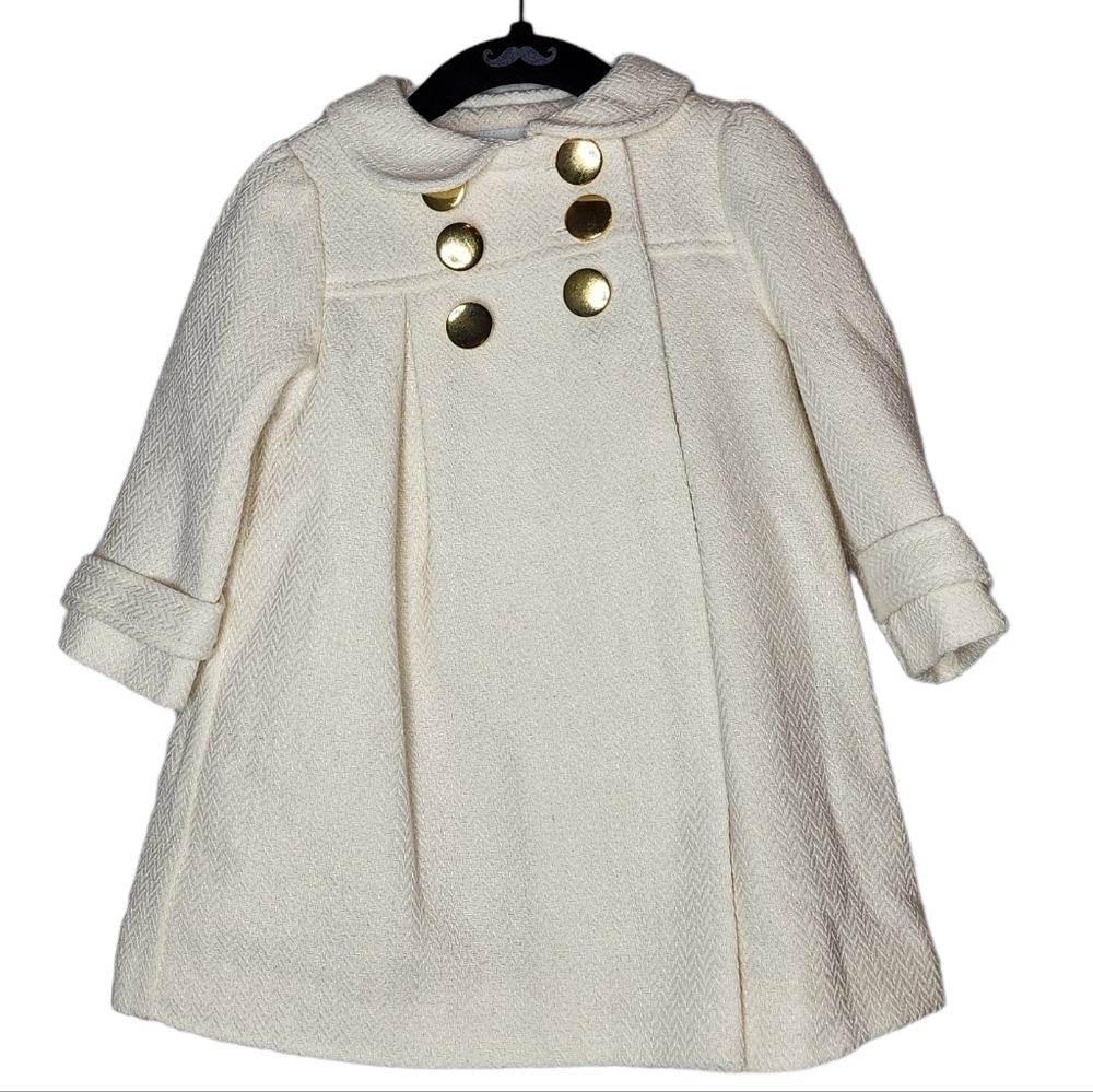 Polly Flinders wool-blend cream coat. Size 12 Months.